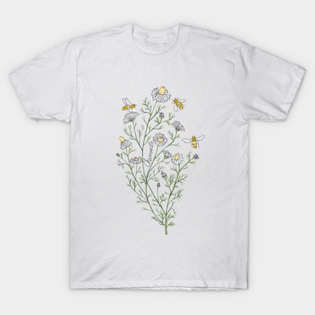 Wildflowers chamomile honey bee T-Shirt by DenesAnnaDesign